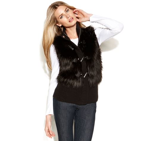 michael kors faux fur vest women's|Michael Kors quilted fur vest.